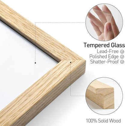 Yaetm 4x6 Oak Wood Picture Frame Set of 3, Natural Solid Wood 4x6 Frame with Tempered Glass for Tabletop & Wall mount (3 Pack, Oak)