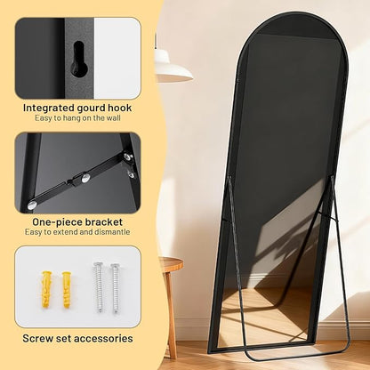 Simple Deluxe Arched Full Length Mirror, 71"×26" Large Floor Mirrors, for Wall Door Bedroom Bathroom Living Room (Black)