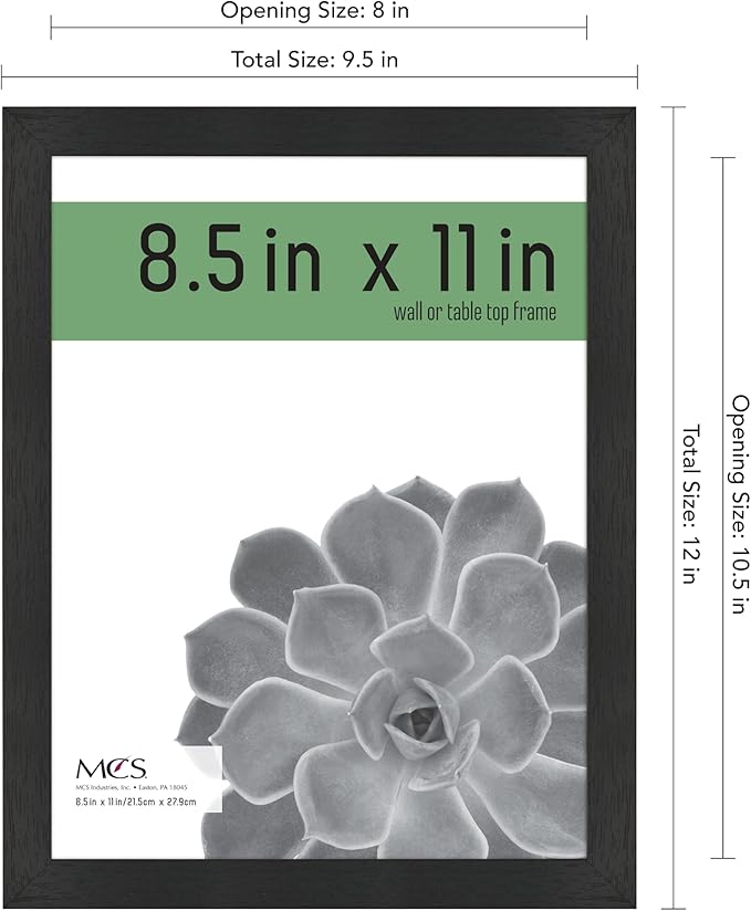 MCS Gallery Essential 8.5x11 Diploma Frame Set for Gallery Wall, Black Picture Frame for Documents, Awards & Certificates (6-Pack)