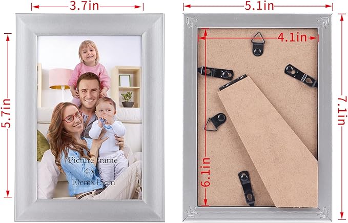 Giftgarden 4x6 Picture Frame Silver Set of 12, Multi Modern 4 by 6 Photo Frames Bulk for Wall or Tabletop Display