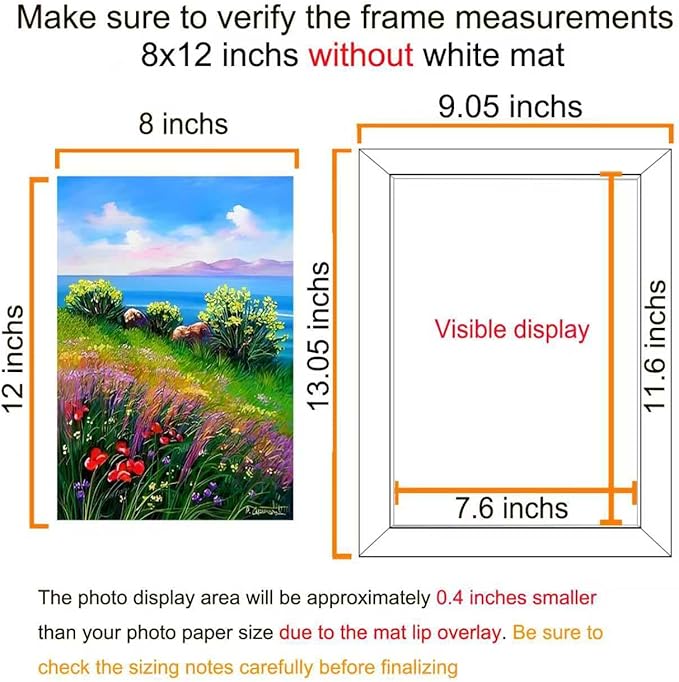 BESCRCL 8x12 Picture Frame Black Set of 6, Display Pictures 8x12 Without Mat for Wall Mounting