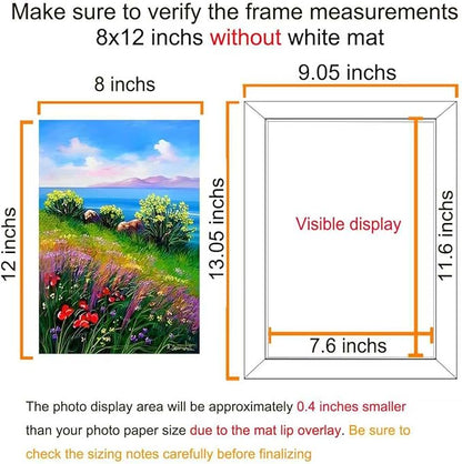 BESCRCL 8x12 Picture Frame Black Set of 6, Display Pictures 8x12 Without Mat for Wall Mounting