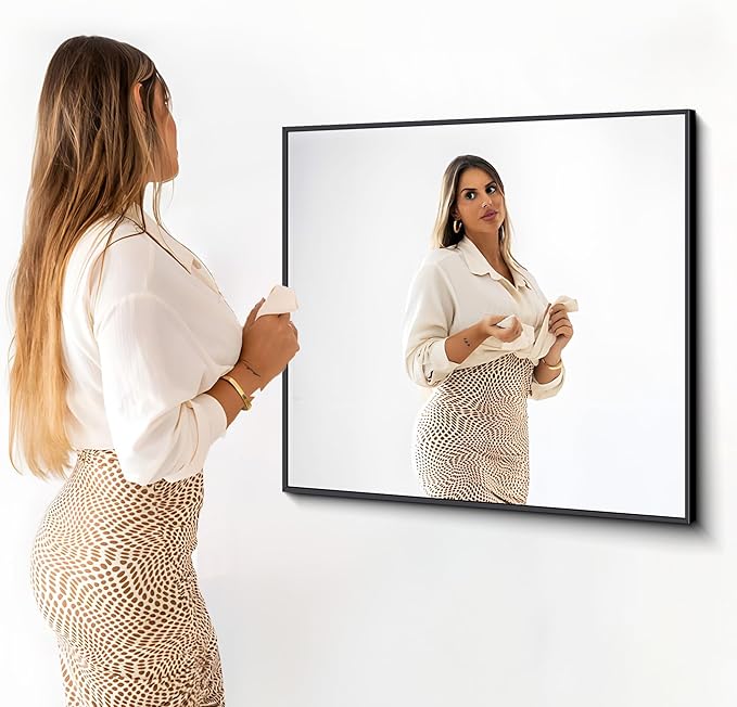 DESBING Black Bathroom Mirror for Wall, 36x40 Inch Rectangle Mirrors with Metal Frame, Modern Vanity Wall Mirror Decor for Entryway Hangs, Bathroom Living Room Horizontal or Vertical