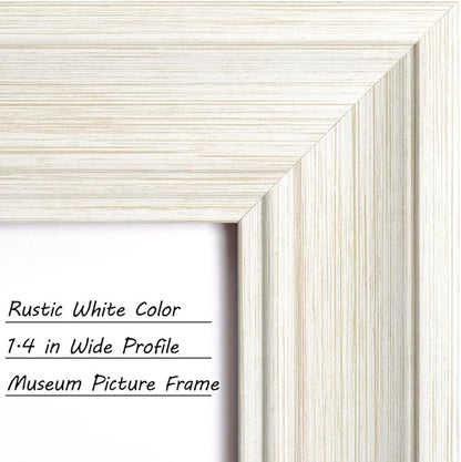 Yaetm 5x7 Picture Frame Set of 4, 1.4” Wide Molding & Rustic White Photo Frames 5 x 7 with HD Tempered Glass, Display on Tabletop & Wall Mounting (4 Pack, White)