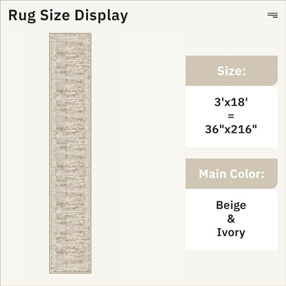 Soalmost Hallway Runner Rug 3x18 - Kitchen Rugs 18ft Washable Entryway Rug Vintage Kitchen Runners Non Slip Farmhouse Indoor Carpet Runner for Living Room Bedroom, Brown