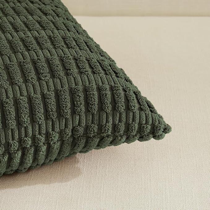 Fancy Homi 4 Packs Decorative Throw Pillow Covers for Living Room Couch Bed, Modern Farmhouse Boho Home Décor Accent Cushion Case, 20" x 20", Olive Green