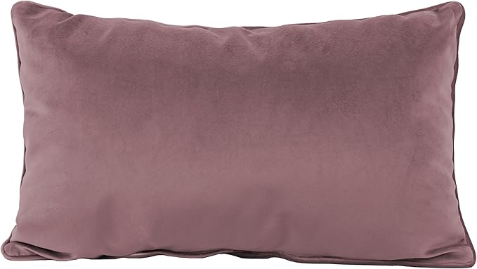 FDP 12" x 20" Velvet Rectangle Lumbar Pillow Set with Piping Decorative Throw Pillow for Home Dcor in Living Room, Bedroom or Lounge (2-Pack) - Mauve, 15159-112