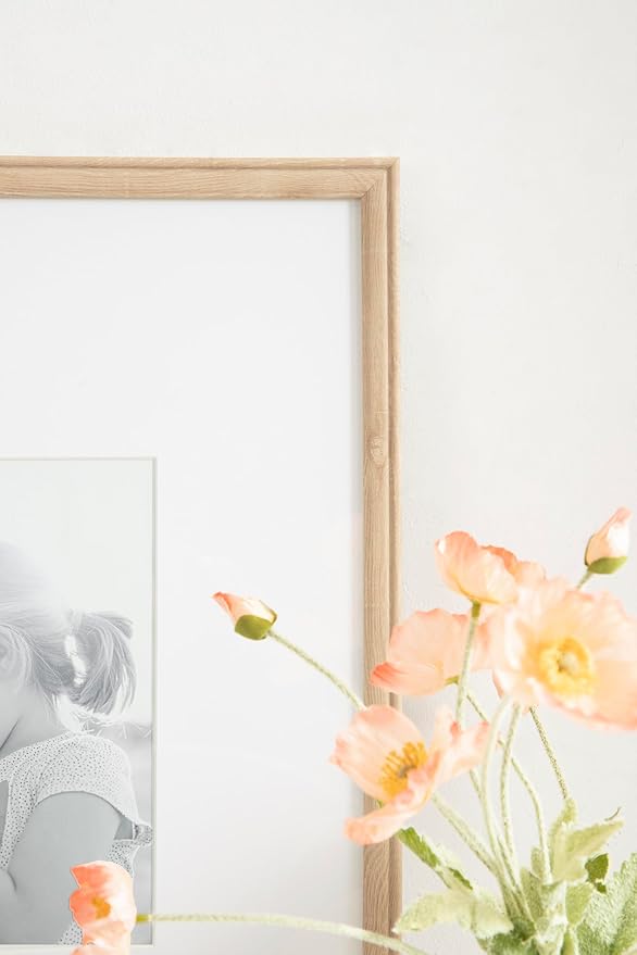 Kate and Laurel Adlynn Rectangle Picture Frame Set of 3; 16 x 20 matted to 8 x 10; Natural; Transitional Three-Piece Frame Set for Gallery Wall Frame Set in Living Room Wall Decor