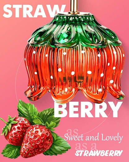 Funistree Strawberry Candle Warmer Lamp Height Adjustable, Lotus Strawberry Flower Lamp for Yankee Village Candles, Cute Candle Lamp with Timer & Dimmable, Birthday for Women Mom Adult