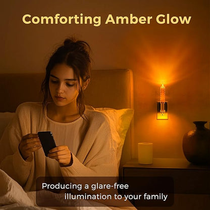 L LOHAS LED Plug in Night Light, Flameless Candle Night Lights Plug into Wall with Dusk to Dawn Sensor, 0-100 LM Dimmable Night Light for Bedroom Bathroom Hallway Home Decor(2 Pack)