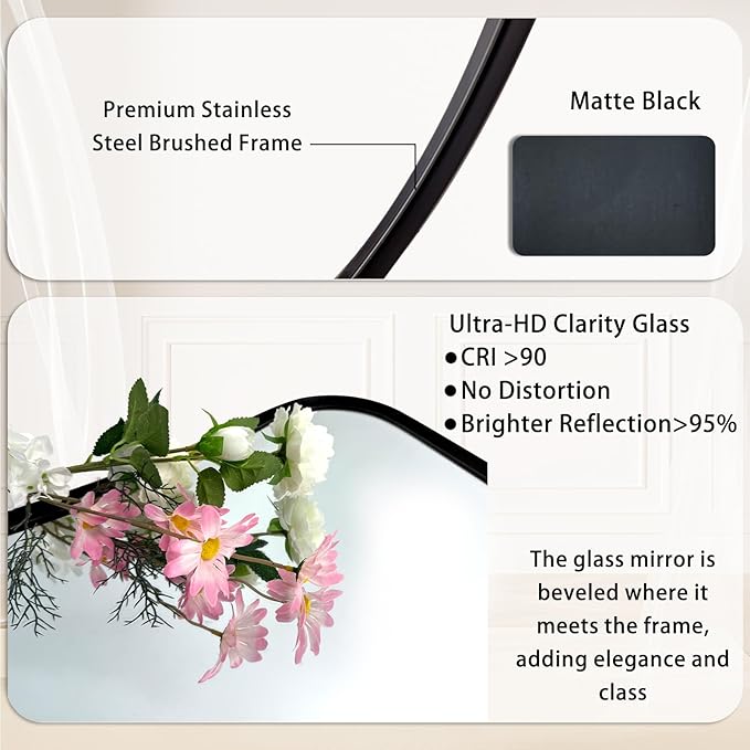 POZINO Irregular Beveled Mirror, 24"x36" Modern Bathroom Vanity Mirror for Over Sink, Unique Butterfly Shape Aesthetic Wall Mirrors for Living Room Bedroom Entryway Hallway Fireplace