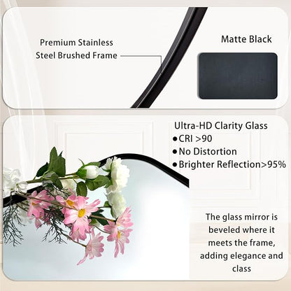 POZINO Irregular Beveled Mirror, 22"x30" Matte Black Bathroom Vanity Mirror for Over Sink, Modern Aesthetic Butterfly Shape Decorative Mirrors for Bedroom Living Room Entryway Hallway Fireplace