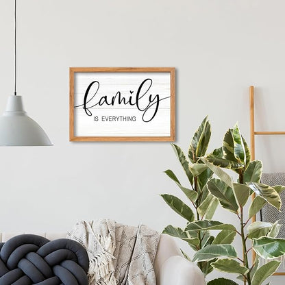 AuraPeak Family Is Everything Wall Decor Rustic Dining Room Sign for Horizontal Home Living Room Entryway Hallway Wood Hanging Plaque Wall Art Decoration (Wood 16"×10")