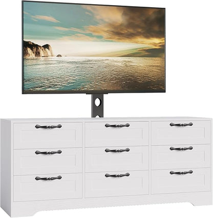 GarveeHome 9 Drawer Dresser TV Stand with Mount for 32-85 in TVs, Modern Entertainment Center with Drawers, Media Console Table for Bedroom Living Room