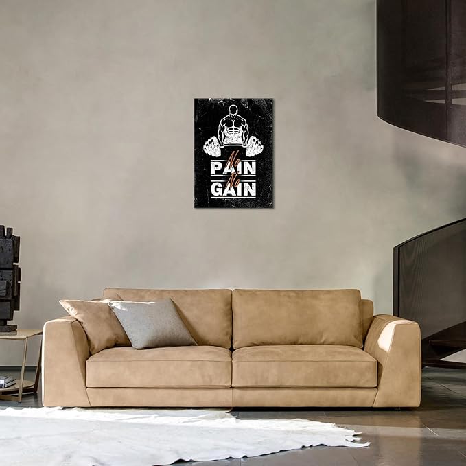 Motivational Wall Decor, Exercise Fitness Motivation Artwork, Inspirational Office Wall Art, Wooden Framed Encouraging Wall Art Print, Inspirational Canvas Wall Art for Office, Living Room