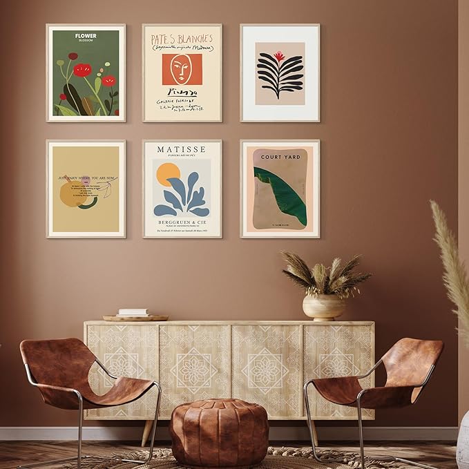 Habseligkeit Matisse Wall Art Prints, Abstract Bedroom Wall Decor, Posters for Girls' Room Aesthetic Vintage Set of 6, 11"×14" Unframed