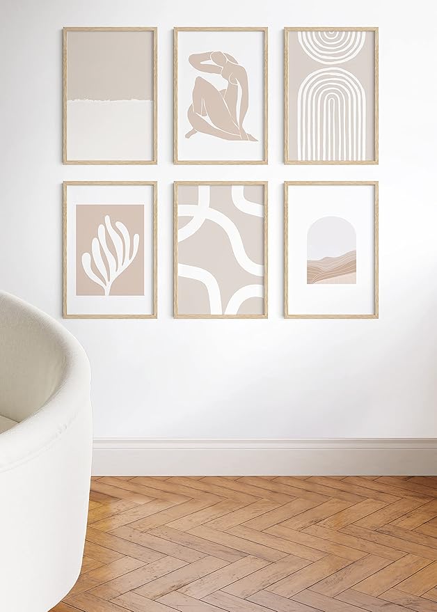 HAUS AND HUES Beige Oak Wood 20x30 Picture Frame - Modern Wood Wall Art Display - Lightweight 24x36 Frame for Art Prints, Photos, Posters - Ready-to-Hang Vertically & Horizontally (Set of 9)