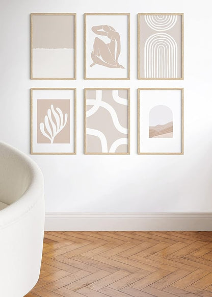 HAUS AND HUES Beige Oak Wood 20x30 Picture Frame - Modern Wood Wall Art Display - Lightweight 24x36 Frame for Art Prints, Photos, Posters - Ready-to-Hang Vertically & Horizontally (Set of 9)