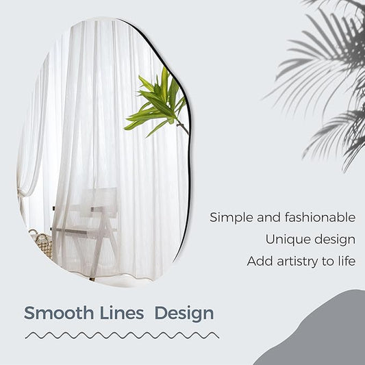 Irregular Bathroom Mirror 24x36 Inch, Frameless Asymmetrical Wall Mirrors with Tempered Glass for Bedroom Bathroom Living Room or Entryway