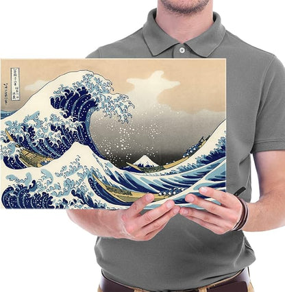 Wieco Art Great Wave of Kanagawa Katsushika Hokusai Modern Stretched and Framed Canvas Prints Artwork Abstract Landscape Pictures Paintings on Canvas Wall Art for Home Office Decorations Wall Decor