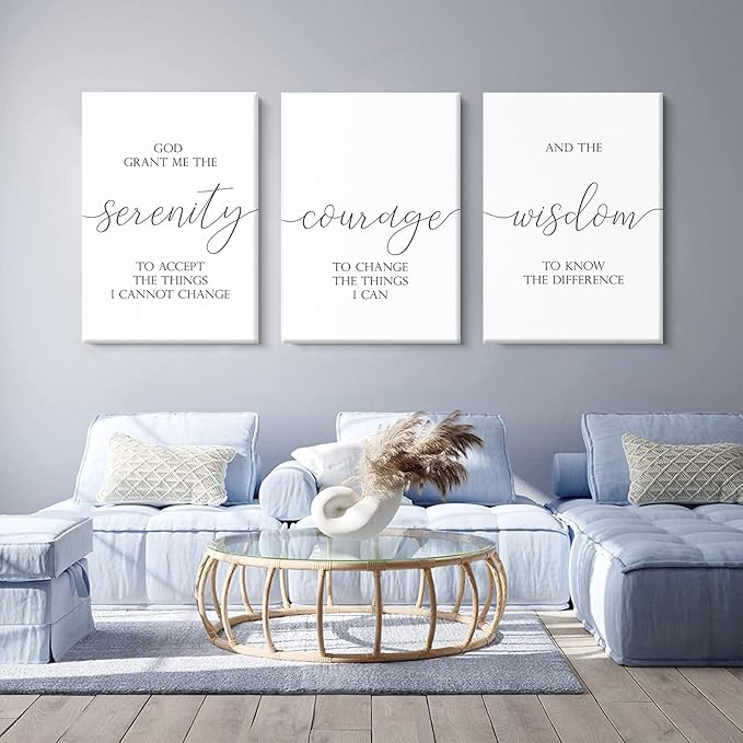 Serenity Prayer Wall Art Decor Bible Verse Wall Art God Grant Me the Serenity Wall Decor Scripture Wall Art Prints Christian Quotes Canvas Picture for Living Room Bedroom 16x24x3 Inch Ready to Hang