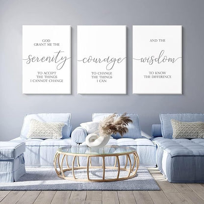 Serenity Prayer Wall Art Decor Bible Verse Wall Art God Grant Me the Serenity Wall Decor Scripture Wall Art Prints Christian Quotes Canvas Picture for Living Room Bedroom 16x24x3 Inch Ready to Hang