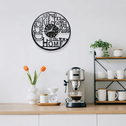KingLive 12 Inch Kitchen Clocks Vinyl Record Clock, Creative Kitchen Home Decor, Coffee Wall Decor Theme for Restaurant Café, Gift for Women Wives(Black Coffee Cup)