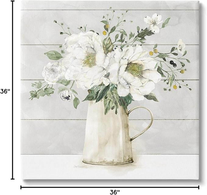 Stupell Industries 'Country Jug Varied Flower Arrangement', Canvas Art, 36 x 36 Inches, Easy to Hang and Sturdy, Made in USA, by Carol Robinson