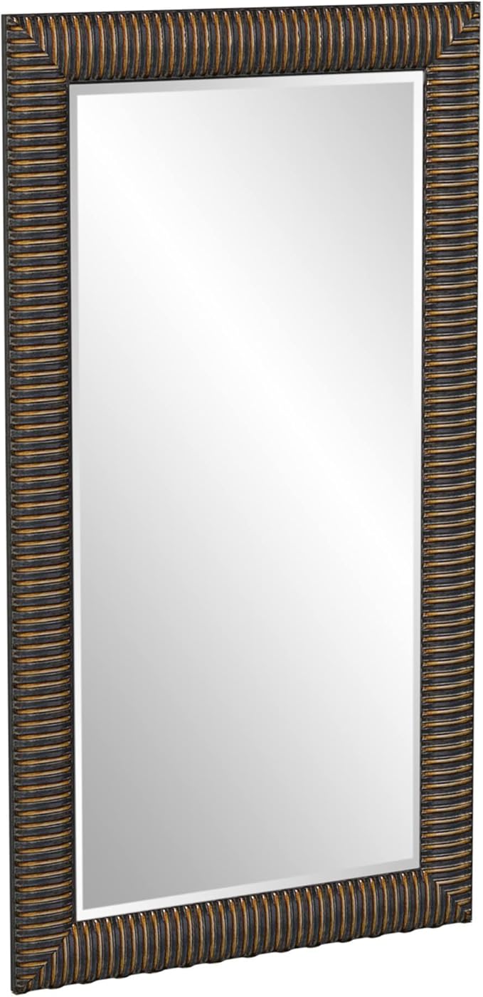 Howard Elliott Collection Alexander Leaning & Standing Full Length Oversized Mirror, Traditional Antique Bronze Wall Mounted Floor Mirror with Wood Frame, for Home, Living Room & Bedroom, 82 x 46 Inch