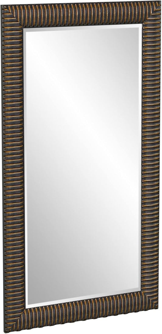 Howard Elliott Collection Alexander Leaning & Standing Full Length Oversized Mirror, Traditional Antique Bronze Wall Mounted Floor Mirror with Wood Frame, for Home, Living Room & Bedroom, 82 x 46 Inch