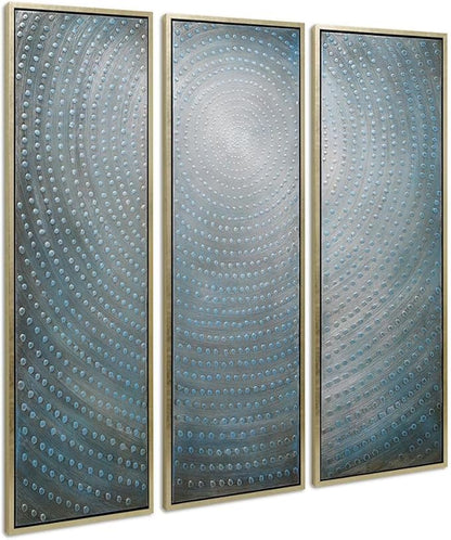 Empire Art Direct Abstract Wall Art Textured Hand Painted Canvas by Martin Edwards, Triptych, 60" x 20" each, Concentric