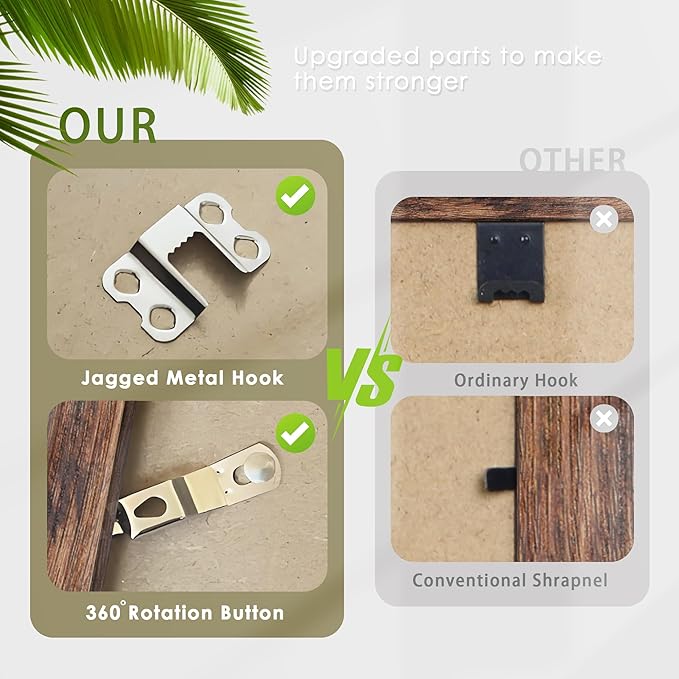 12x12 Picture Frame Sef of 10, Display Pictures 8x8 with Mat or 12 x 12 Without Mat, Photo Frame Collage for Wall Gallery Decor, Wall Mounted, Brown