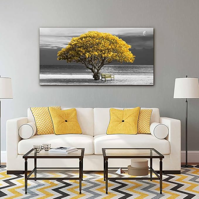 Wapluam Canvas Wall Art For Living Room, Office, Bedroom - Black And White Landscape Wall Paintings - Framed Wall Pictures - Artwork Mural - 20x40 inch