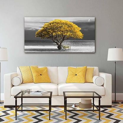 Wapluam Canvas Wall Art For Living Room, Office, Bedroom - Black And White Landscape Wall Paintings - Framed Wall Pictures - Artwork Mural - 20x40 inch