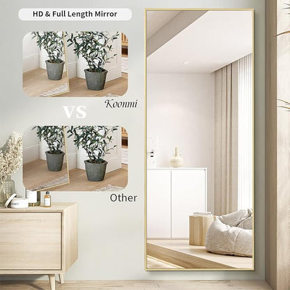 Koonmi 71"x30" Floor Mirror Full Length, Bedroom Floor Body Mirror with Stand, Large Gold Mirror, Leaning, Standing or Hanging Horizontally/Vertically