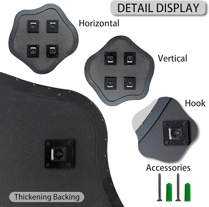 Irregular Shaped Mirror, 20" Modern Scalloped Mirrors, Asymmetrical Wall Mirror Decorative, Wavy Round Mirrors for Living Room Bathroom Bedroom Hallway Entryway Fireplace