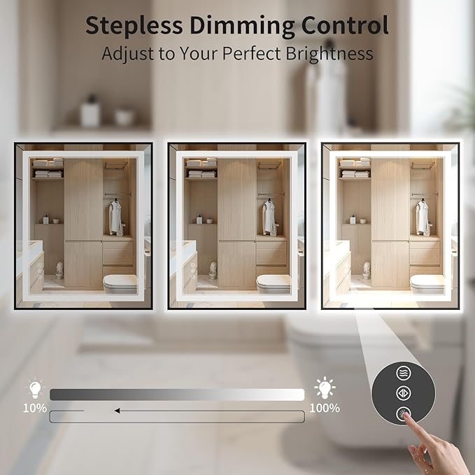 30"x36" LED Bathroom Mirror with Lights, Front & Backlit, Anti-Fog, Dimmable, 3 Color Temperature, CRI 90+, LED Mirror for Bathroom with Premium Full Aluminum Frame, Touch Control with Memory