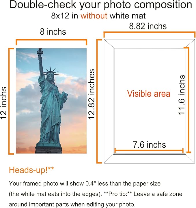 SESEAT 8x12 Picture Frame Set of 10, Display Pictures 8x12 Prints Without Mat, Wall Mounting, Black