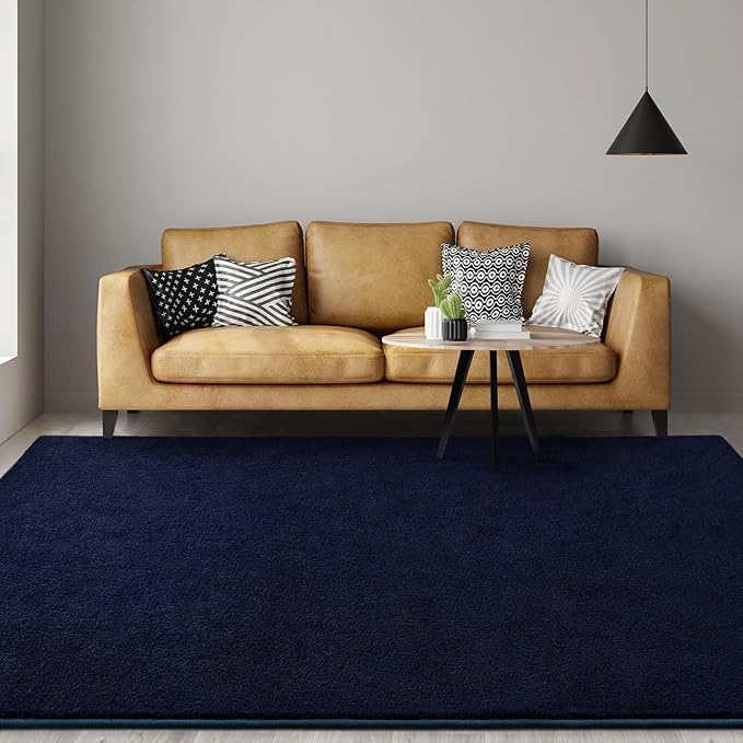 Gifeas Large Ultra Soft Modern Area Rugs for Living Room Bedroom, 5x8 Feet Navy Blue Thickened Memory Foam Indoor Solid Minimalist Carpets, Non-Slip Comfy Rug for Boys Girls Nursery Room Home Decor