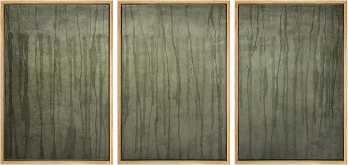 SIGNLEADER Framed Canvas Print Wall Art Set Olive Green Abstract Line Minimalist Earthy Illustrations Minimal Decorative Bohemian Nordic for Living Room, Bedroom, Office - 24"x36"x3 NATURAL