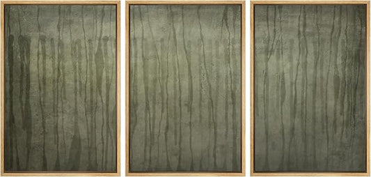 SIGNLEADER Framed Canvas Print Wall Art Set Olive Green Abstract Line Minimalist Earthy Illustrations Minimal Decorative Bohemian Nordic for Living Room, Bedroom, Office - 16"x24"x3 NATURAL