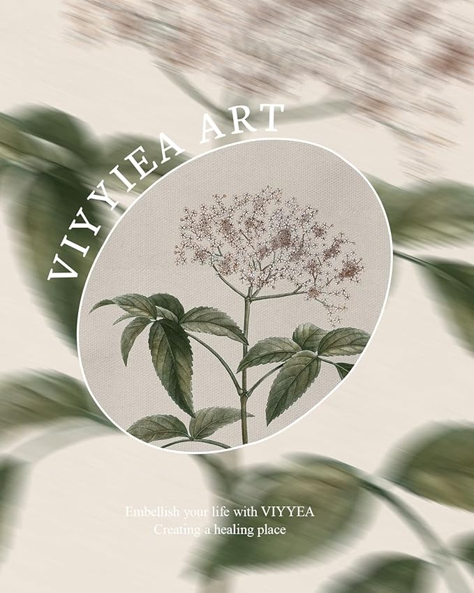 VIYYIEA Vintage Botanical Wall Art Decor for Dining Living Room Hallway, Aesthetic Classic Floral Elderberry Herb Pictures,12x16inch,Gold Framed Canvas Prints Paintings