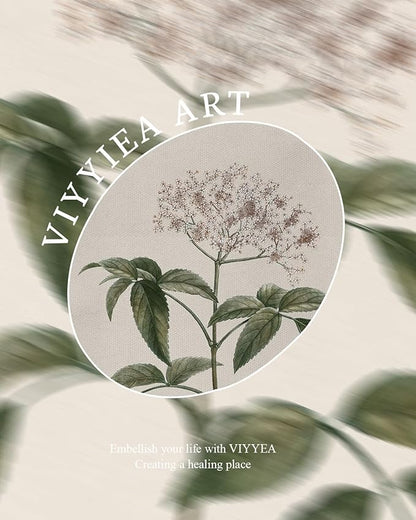VIYYIEA Vintage Botanical Wall Art Decor for Dining Living Room Hallway, Aesthetic Classic Floral Elderberry Herb Pictures,12x16inch,Gold Framed Canvas Prints Paintings