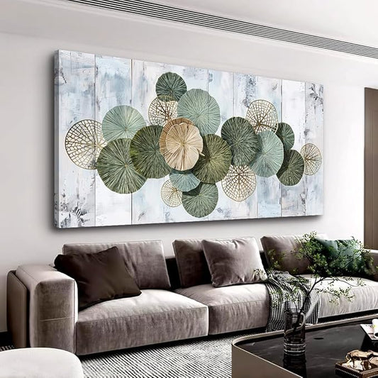 Wall Art Simple Wall Decor Green Canvas Painting Abstract Wall Art for Bedroom Living Room Dining Room Home Office Decor 71"x36" with Framed