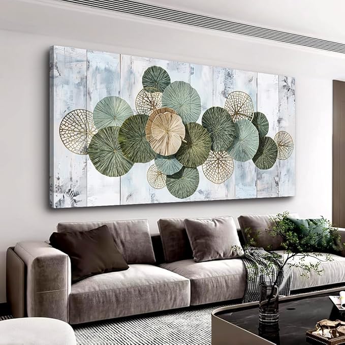 Wall Art Simple Wall Decor Green Canvas Painting Abstract Wall Art for Bedroom Living Room Dining Room Home Office Decor 79"x40" with Framed