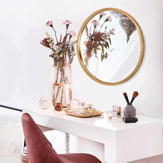 AOAOPQ Small Matte Frame Circle Mirror for Wall Round Mirror for Bathroom Entryway Living Room Hallway Bedroom Gold Mirror Entryway Vanity