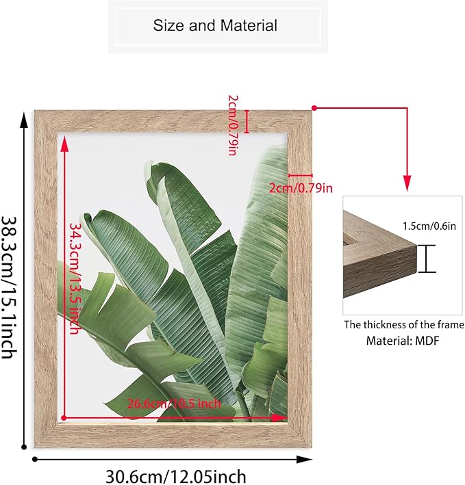 HoozGee Framed Botanical Wall Art Prints Set of 6 Tropical Leaves Plant Leaf Canvas Print Wall Decor Green Wall Art Posters Bedroom Living Room Decor (Tropical Leaf Art, 11"x14" FRAMED)