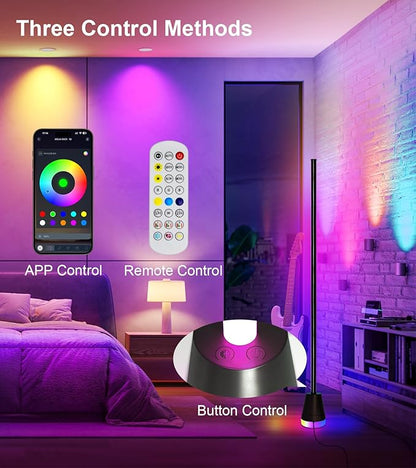 Corner Floor Lamp, Smart RGB LED Corner Lamp with App and Remote Control, 16 Million Colors & 68+ Scene, Music Sync, Timer Setting,Ideal Standing Lamp for Living Rooms,Bedrooms,Gaming Rooms
