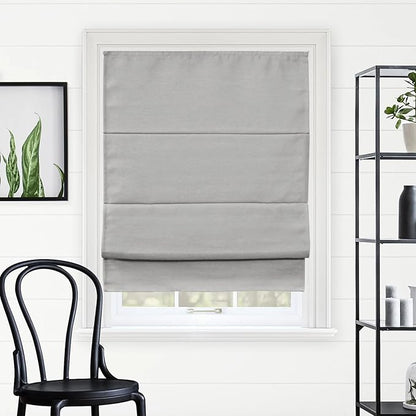 CHICOLOGY Cordless Roman Shade Window Treatment, Room Darkening Privacy Liner, True-to-Size No Deduction, Inside/Outside/Ceiling Mount, Cordless for Kids & Pets, 29" W x 64" H, Del Mar Pearl Grey
