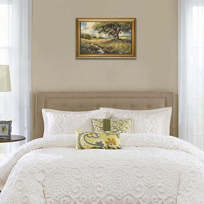 YD&YZY Gold Framed Vintage Wall Art Canvas Spring Country Landscape Wall Decor Wildflower Farmhouse Painting Rustic Nature Picture Cottagecore Print for Living Room Bedroom 16x24 inch Framed